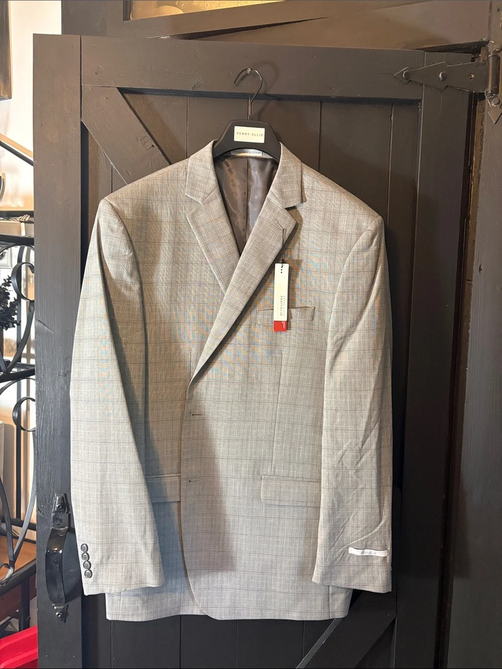 Perry Ellis Gray Glen Plaid Sport Coat